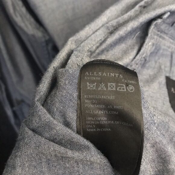 AllSaints Thirty Eight Renfield Jacket Fits Small Chambray Denim Like Buttons - Picture 3 of 11